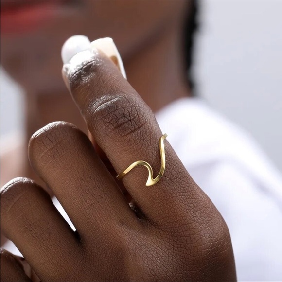 Stainless Steel Romantic 3 Waves Fine Rings Cute Trendy Beachy Pick Color Below - Picture 3 of 7